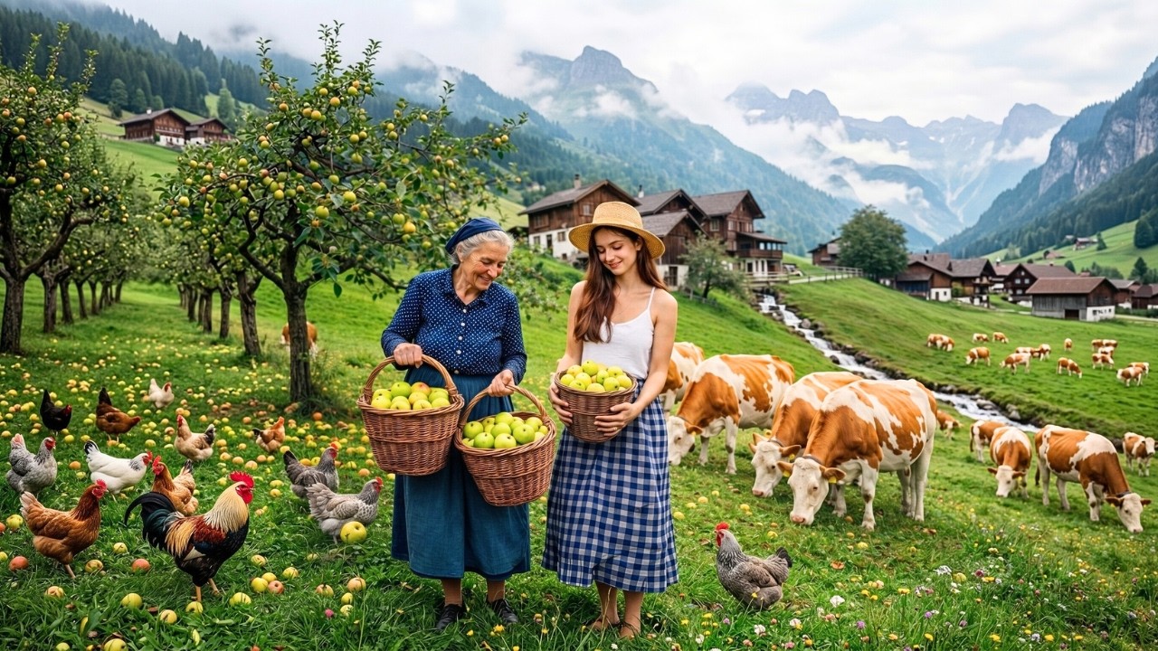 Peaceful Countryside Garden Life - 92-Year-Old Grandmother’s Garden Harvest in Norway