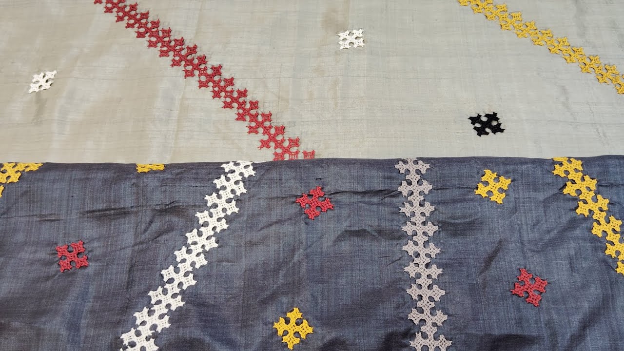 বিষ্ণুপুরি সিল্কে গুজরাটি কাজ