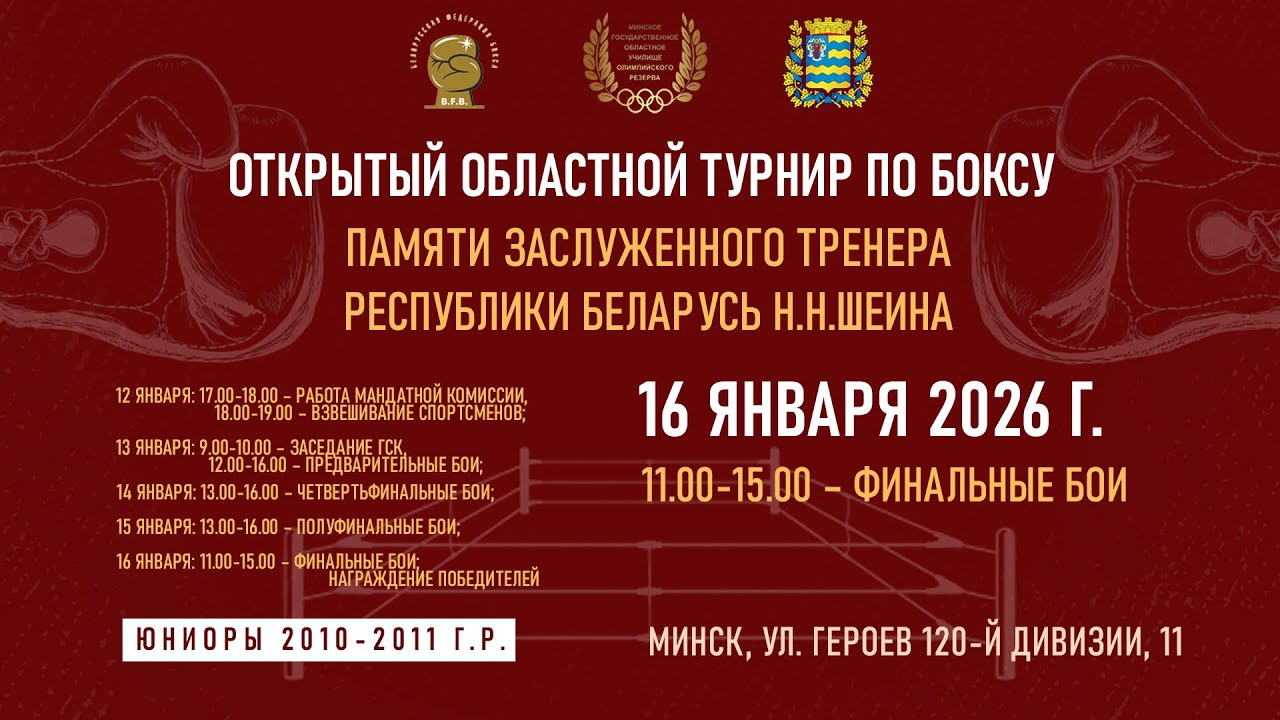 Открытый областной турнир по боксу памяти Н.Н.Шеина (финальные бои) - 2026
