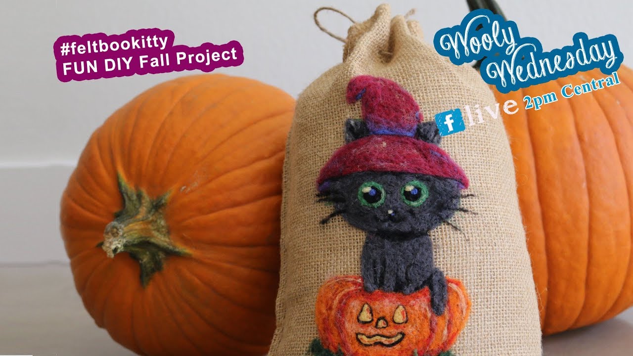 #feltbookitty WOOLY WEDNESDAY 10/2/2019 Needle Felt Boo Kitty Bag Tutorial