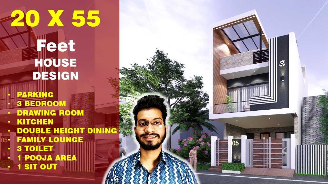 20X55 Feet, 120 Gaj. | 3BHK | CENTRAL COURTYARD (O.T.S.) | 20X55 Feet House Plan || DV Studio