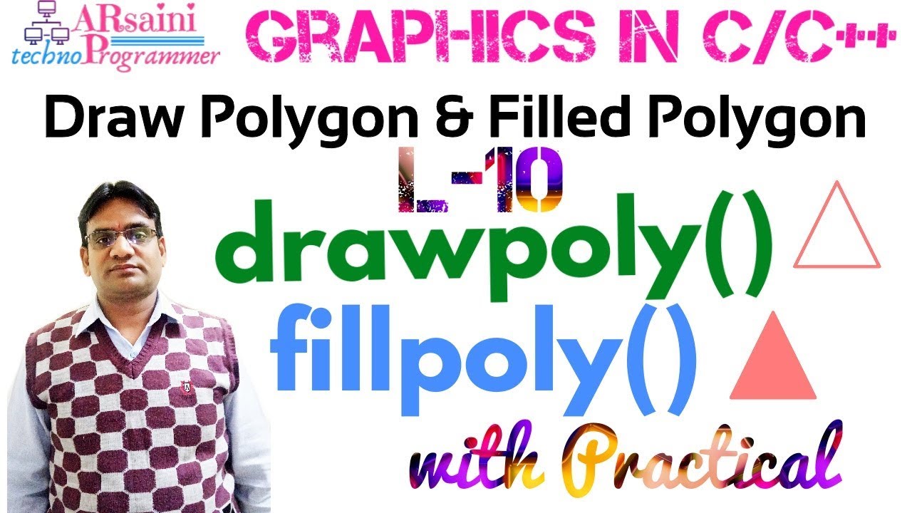 Graphics in C (L-10) || Draw Polygon || Draw filled Polygon || drawpoly() || fillpoly() || drawpoly