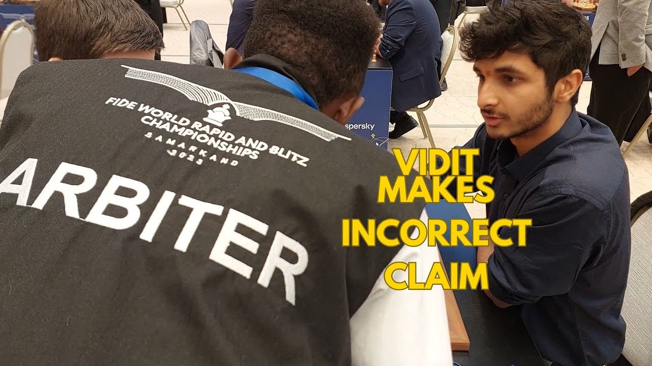 Vidit Gujrathi makes wrong Threefold Repetition claim against Artem Uskov | World Blitz 2023