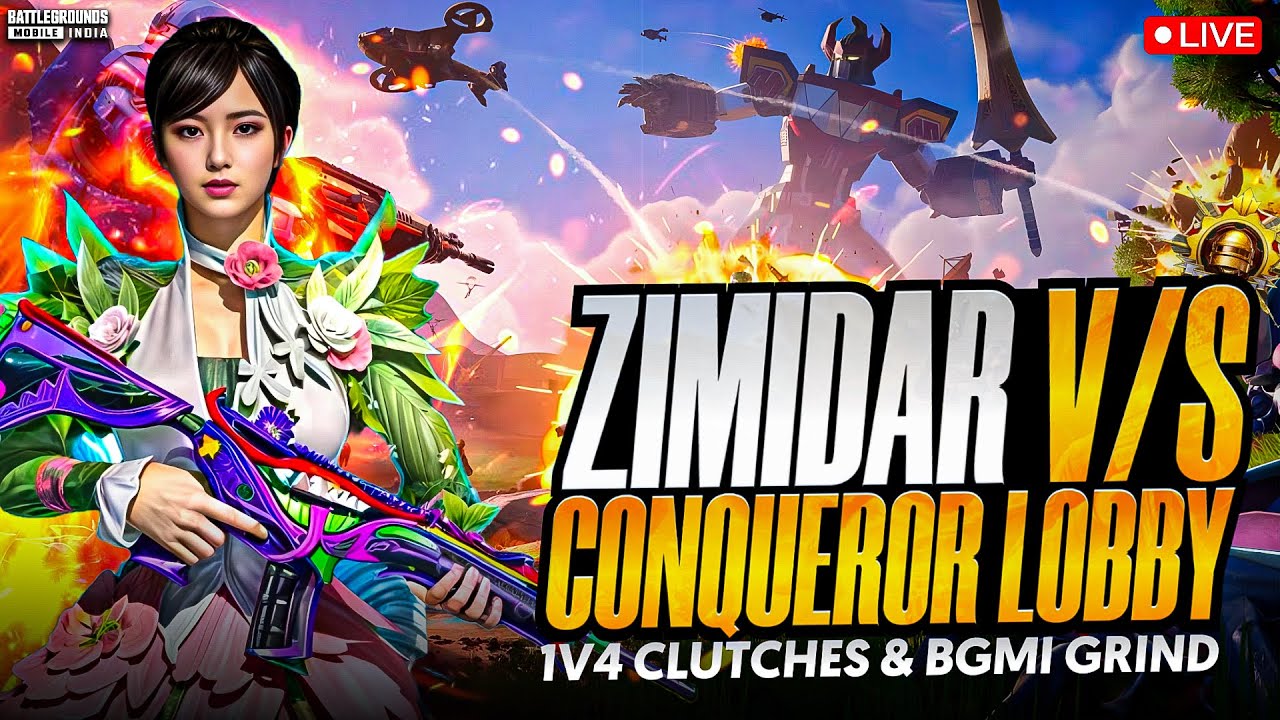 🔴CONQUEROR LOBBY LIVE GRIND with ZIMiDAR | ROAD TO 1K SUBS🔥 | DAY-26 CONSISTENT STREAMER