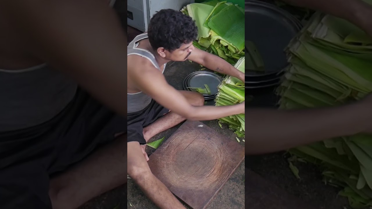 Hand Made Banana leaf Plate Cutting for Healthy Lifestyle