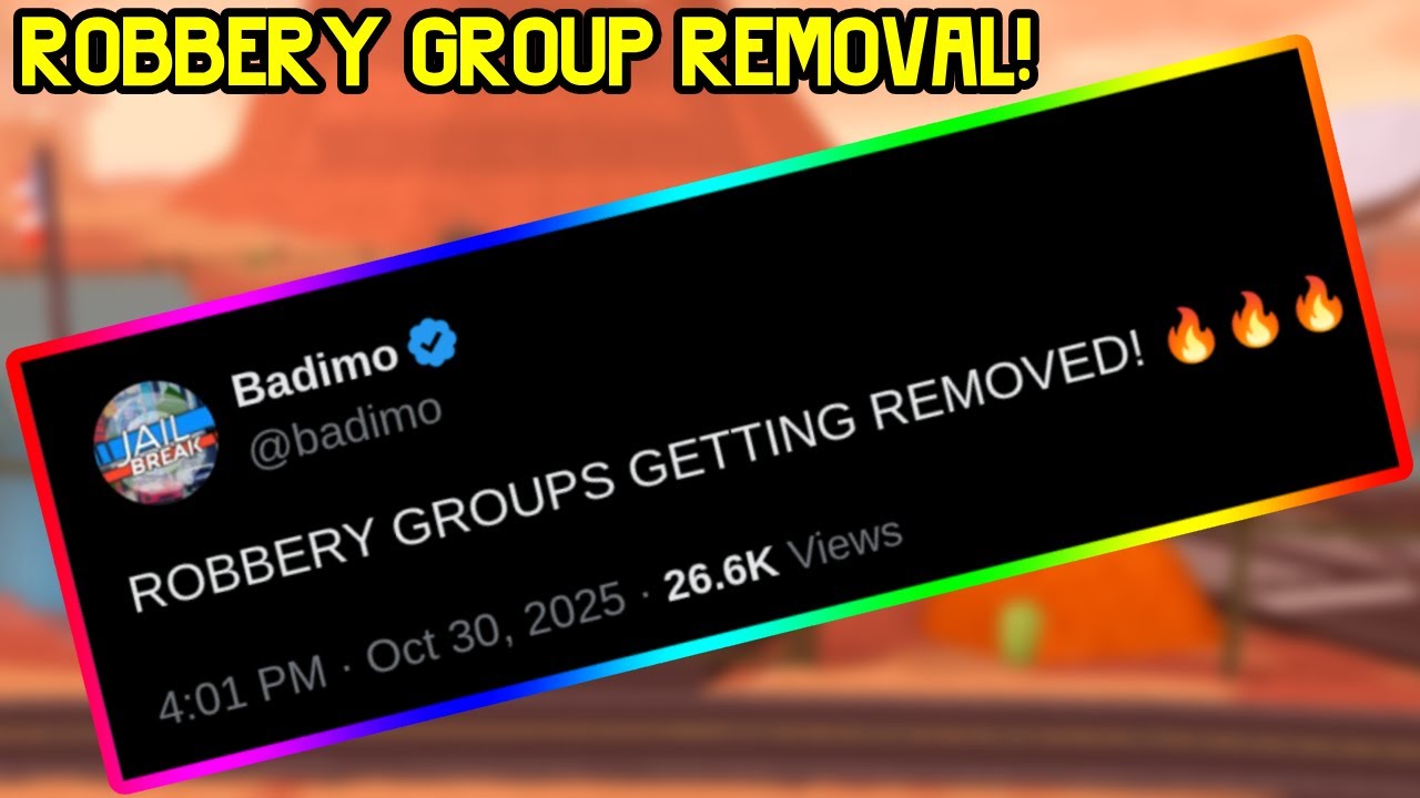 Robbery group removal RELEASING TOMORROW in Roblox Jailbreak Live