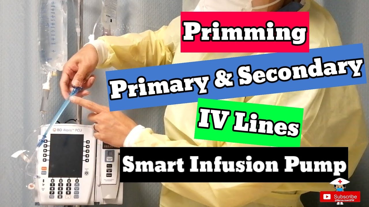 IV PUMP / Setting Primary and Secondary Line / BD Alaris PUMP / Priming / Remove/Prevent Air Bubbles