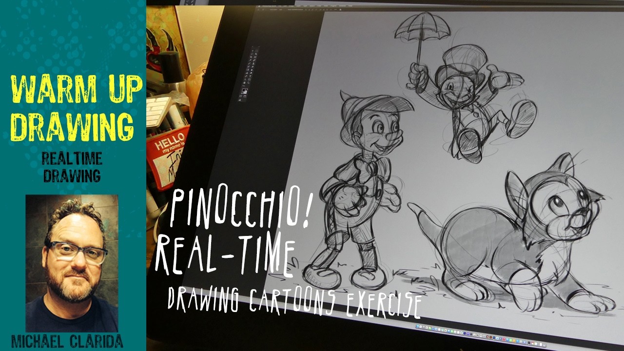 Drawing Disneys Pinocchio character warm up how to draw series