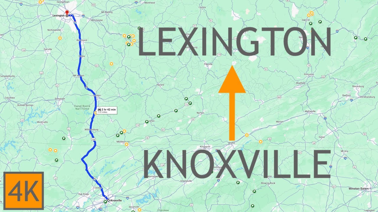 Knoxville Tennessee to Lexington Kentucky Driving Road Trip - 4K