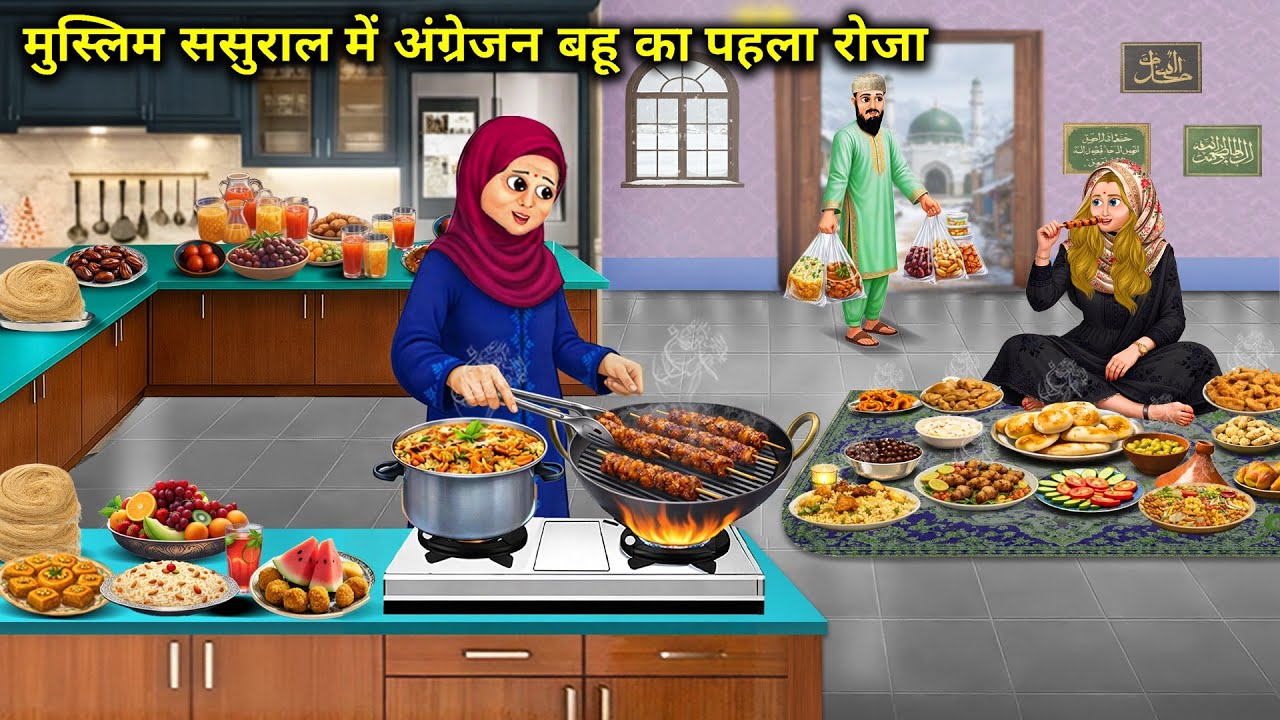 मुस्लिम ससुराल में अंग्रेजन बहू का पहला रोजा‌ | English Daughter-In-Law's First Fast | Cartoon Video