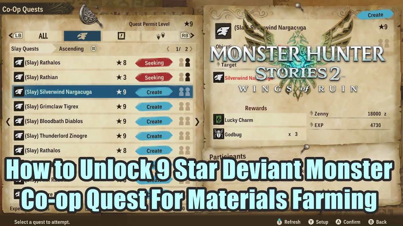How to Unlock 9 Star Deviant Monster Co-op Quest Monster Hunter Stories 2