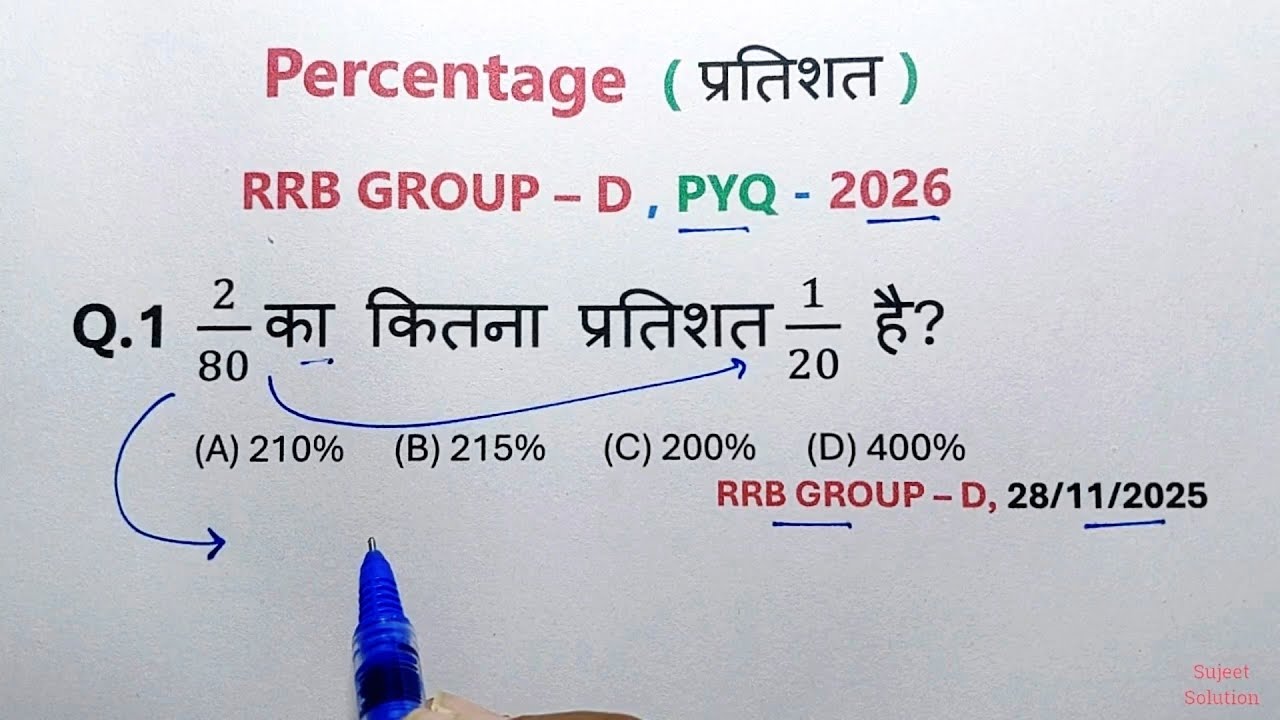#5 Percentage (प्रतिशत ) | मैराथन RRB Group D 2025-26 के सभी 101 शिफ्टों का निचोड़ | Best Trick से
