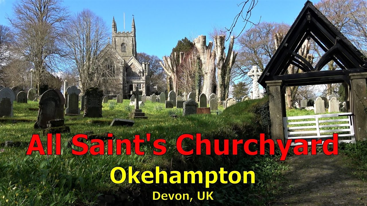 All Saint's Churchyard, Okehampton, Devon, UK. Viewing the memorials.