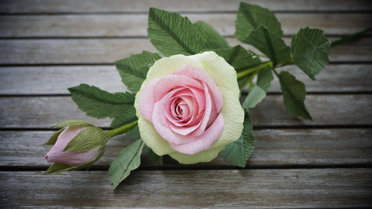 Crepe paper rose flower (tutorial) | Cách làm hoa hồng ghép cánh bằng giấy nhún (P2)
