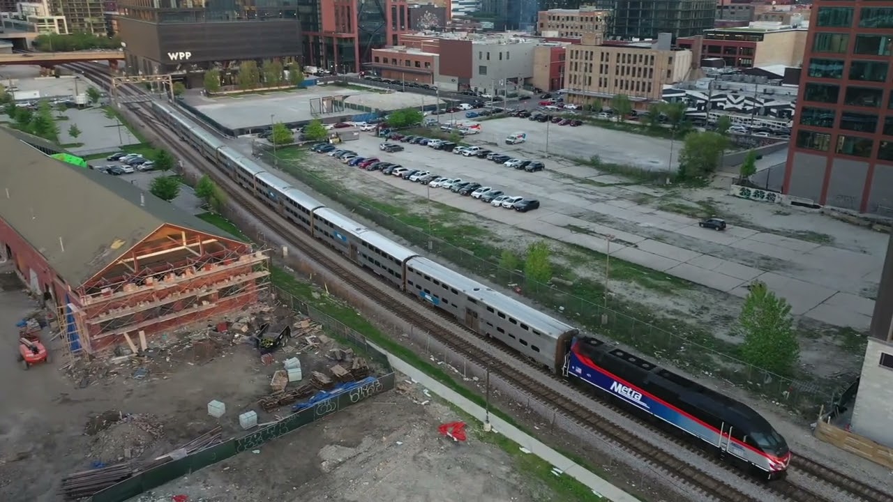 Drone View Of Chicago&rsquo;s Metra Train - Commuter Rail Service To Suburbs