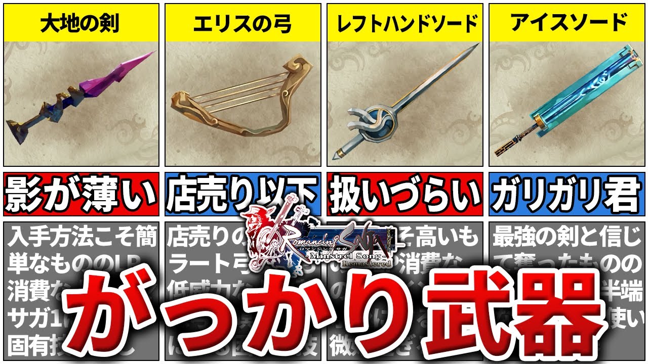 【ミンサガ】手に入れてがっかりした武器TOP7