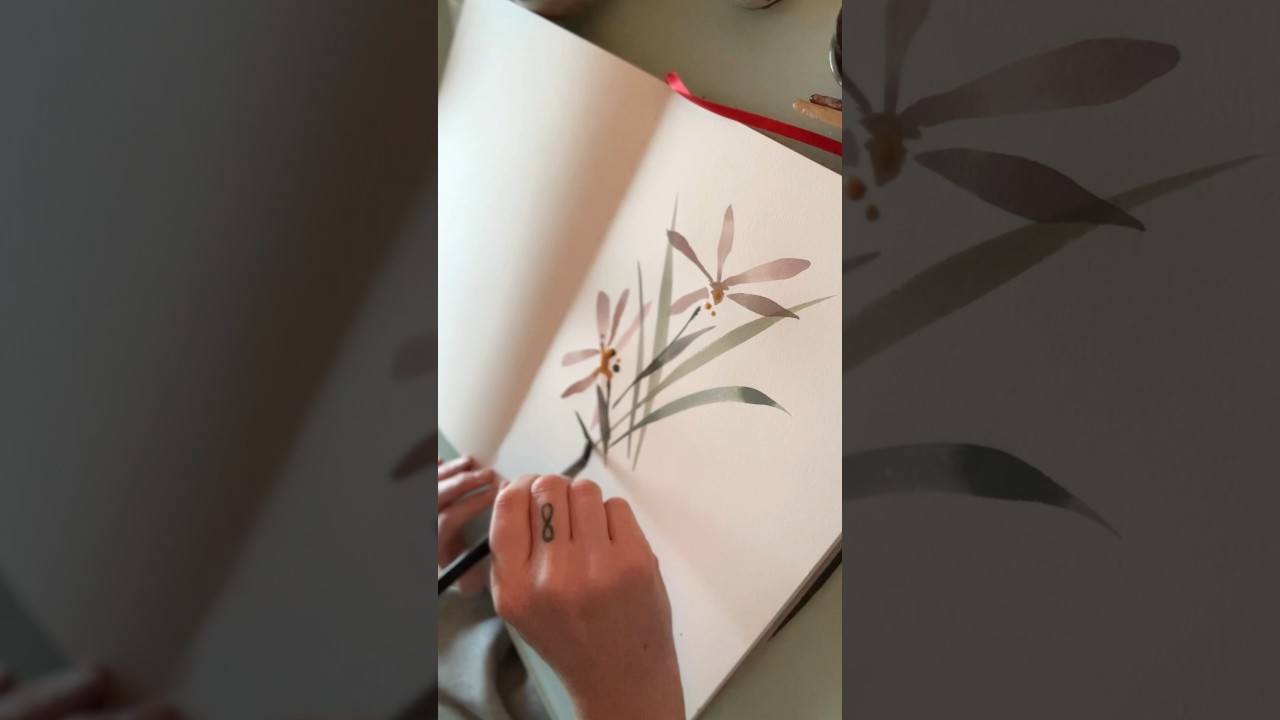 Painting sumi-e orchids on a quiet winter day ✨