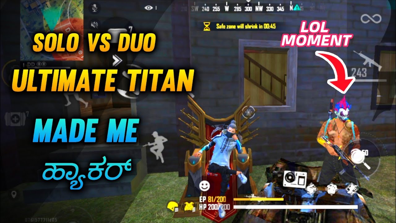 FREE FIRE KANNADA🎯||SOLO VS DUO RANKED MATCH ULTIMATE TITAN MADE ME HACKER⚡||THE DD⭐||