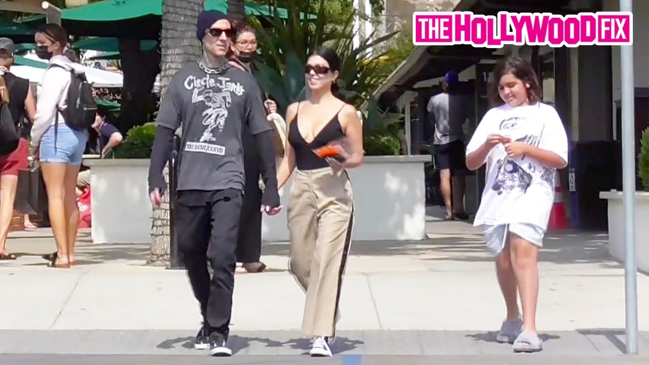 Kourtney Kardashian, New Boyfriend Travis Barker & Son Mason Disick Grab Lunch Together In Malibu