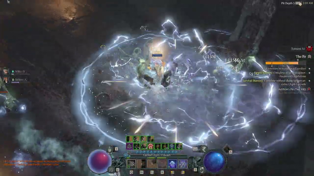 Pit 100 3:36 (T12 Unlock) - Lightning Blizzard Sorc P162 | Diablo 4 Season 13 Day 2