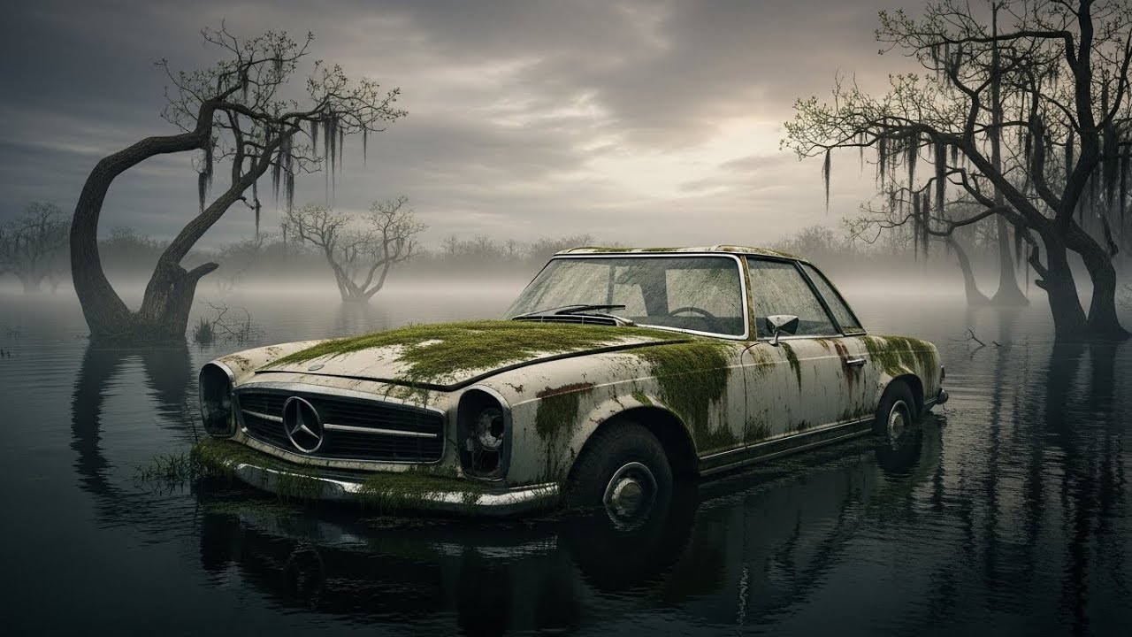 Abandoned   1970 Mercedes-Benz 280SL in a Swamp