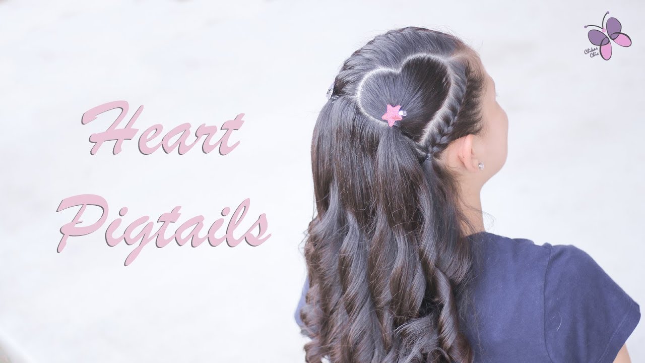 Heart Pigtails | Cute Girly Hairstyles | Braided Hairstyles 2019 | Valentine's Day