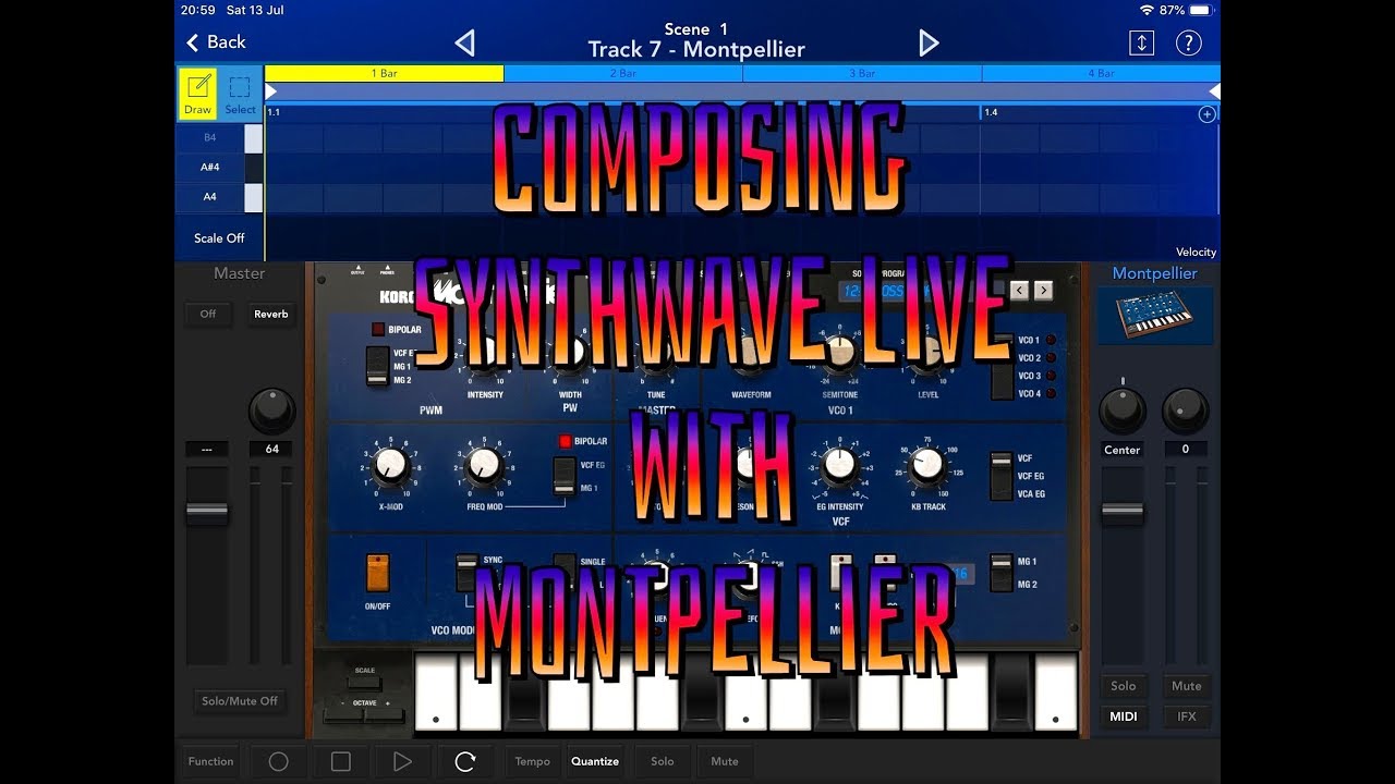 KORG Gadget - Montpellier (iMono/Poly) Composing SynthWave Live - iPad