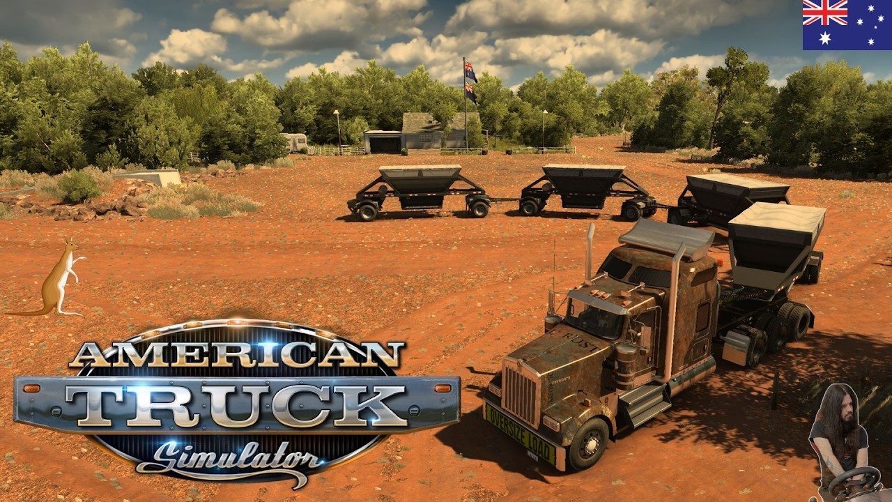 Road Train Australia Quad Trailer Hauling + Kenworth w900  - American Truck Simulator 1.58