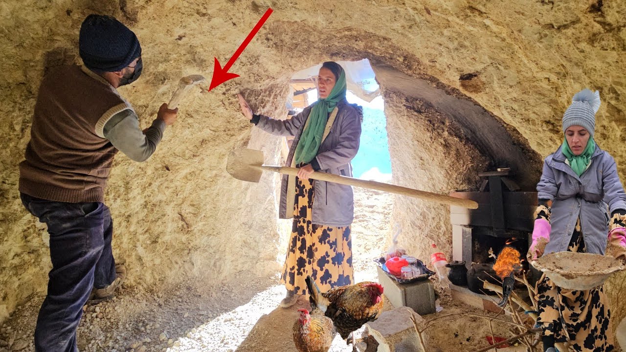 Заснеженное горное убежище, долгая зима: попытки беременной женщины расширить пещеру