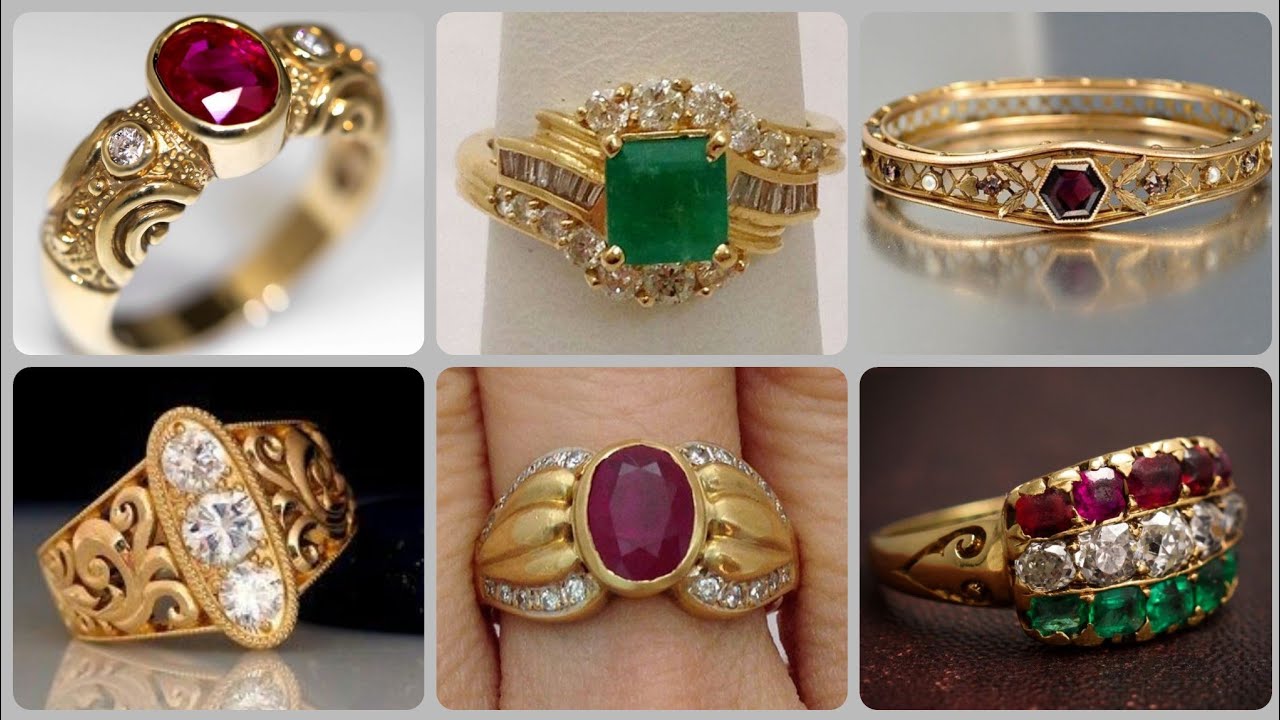 Ethical Princess Cut Vintage Gold Ruby And Emerald Rings Collection - Best Gold Rings Ideas