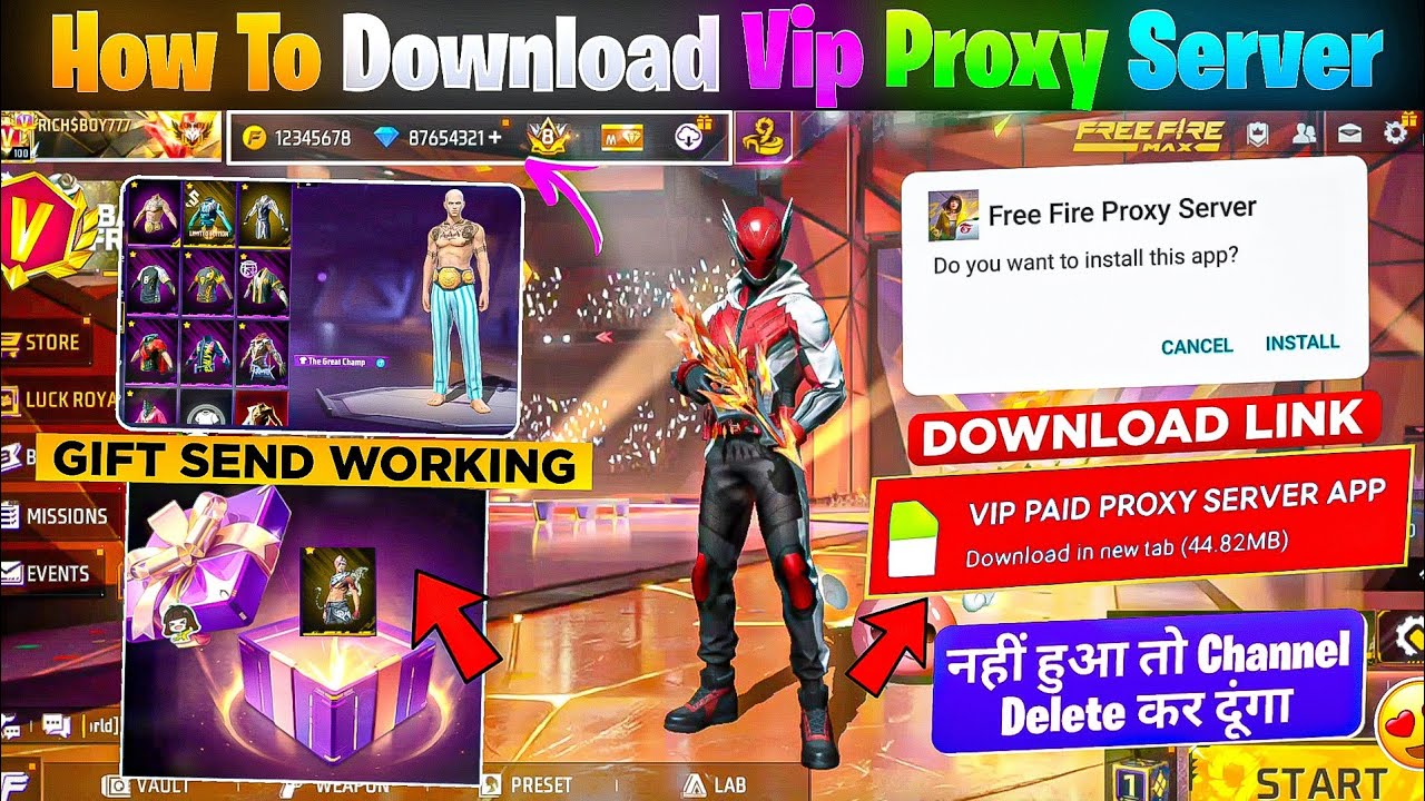 HOW TO DOWNLOAD PROXY SERVER IN FREE FIRE, HOW TO USE PROXY SERVER IN FREE FIRE, VIP PROXY SERVER