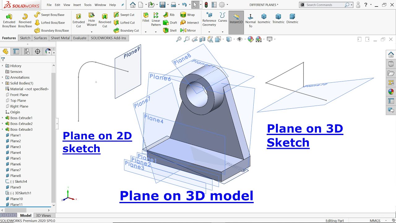 How to create Reference Planes in Solidworks