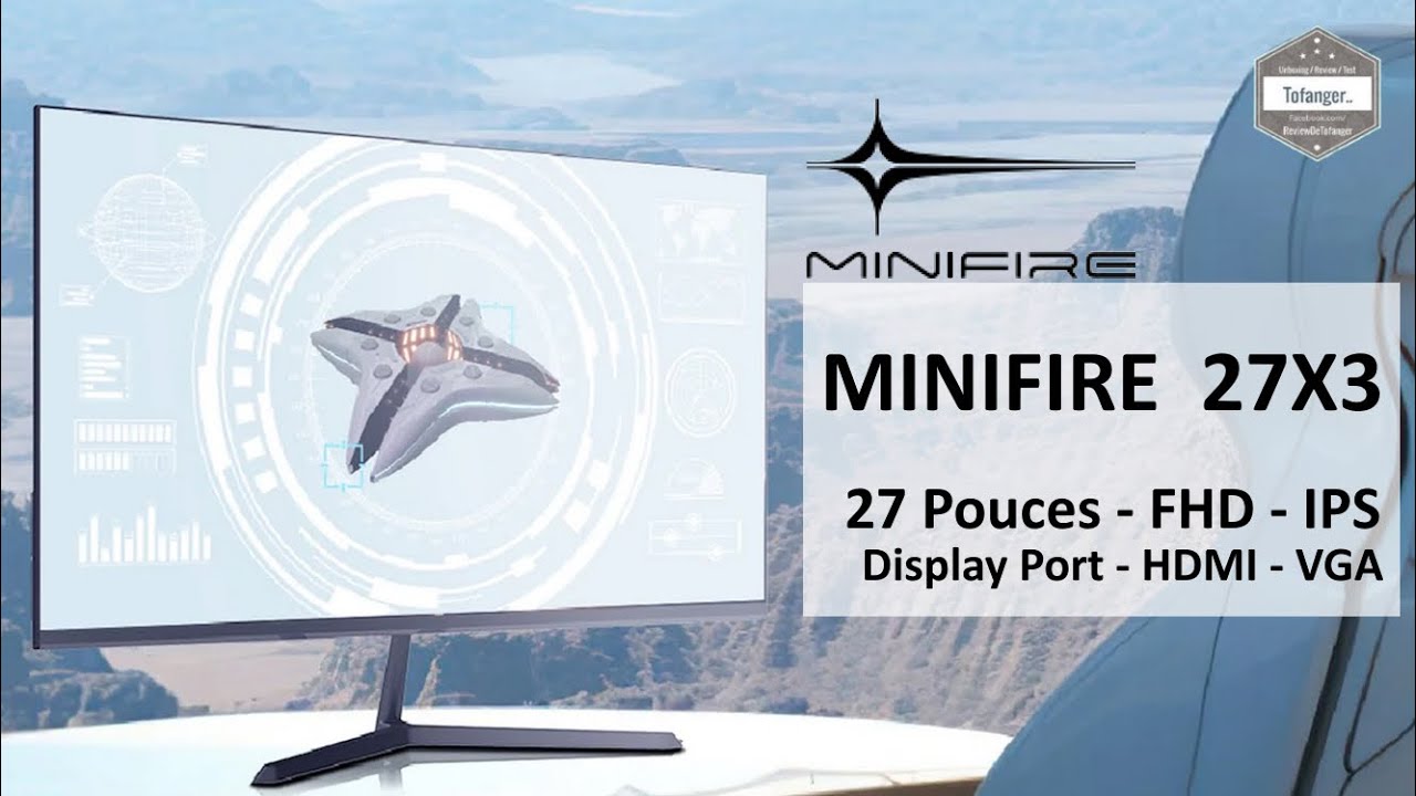 Монитор MINIFIRE MF27X3A —27-дюймовый IPS-экран FHD, 100 Гц —HDMI, порт дисплея и VGA —Minifire 27X3