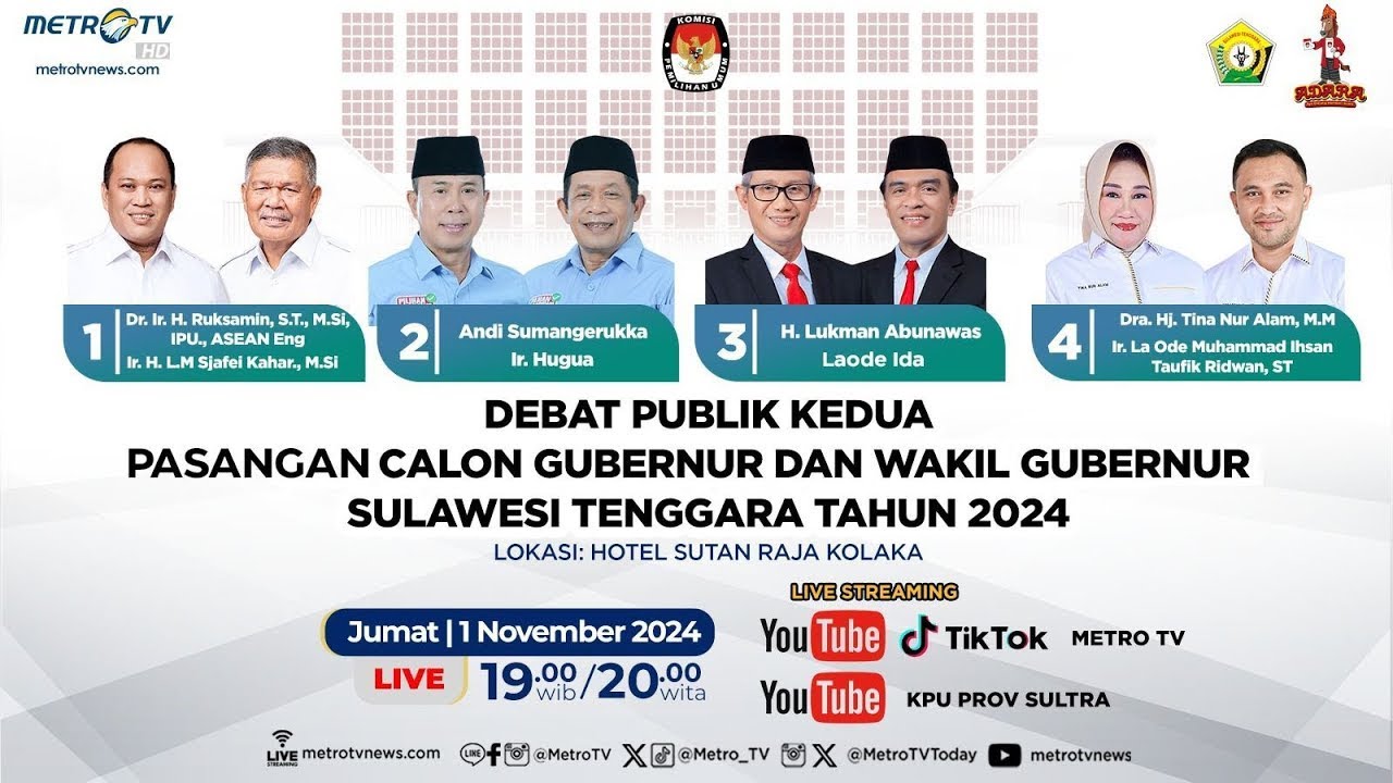 [FULL] DEBAT PUBLIK KEDUA PASANGAN CALON GUBERNUR DAN WAKIL GUBERNUR SULAWESI TENGGARA