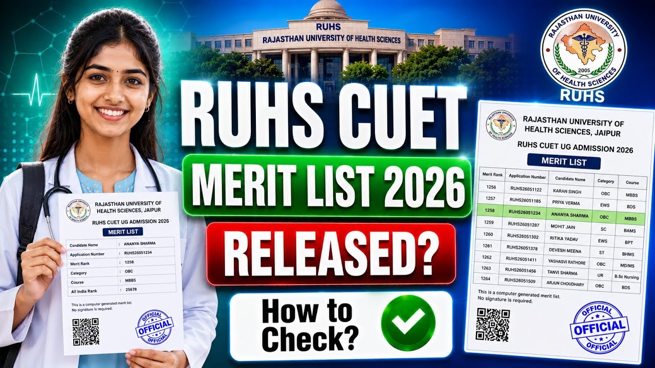 ruhs cuet merit list 2026 | ruhs cuet selection list 2026