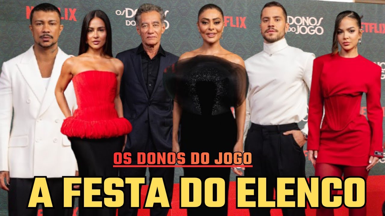 Elenco da série Os Donos do Jogo, nova estreia da Netflix, festeja lançamento.