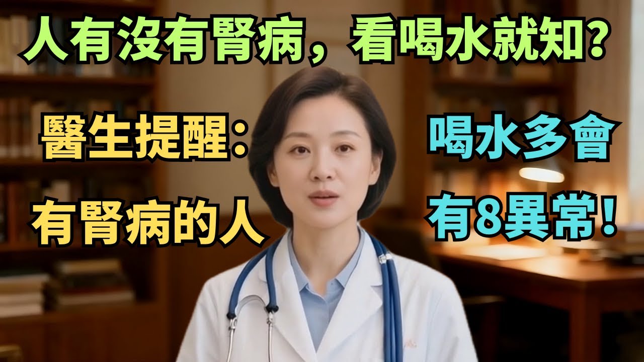 人有沒有腎病，看喝水就知？醫生提醒：有腎病的人，喝水多會有8異常！【安好人生】#肾脏健康 #喝水养生 #肾病信号 #健康科普 #养生知识 #尿频尿急 #浮肿 #夜尿多 #心血管健康 #身体检查