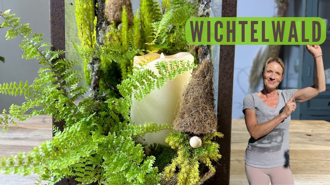 DIY Wichtelwald in der Laterne 💚 hyggelige Herbstdeko 2024 mit Farn & Zapfen 💚