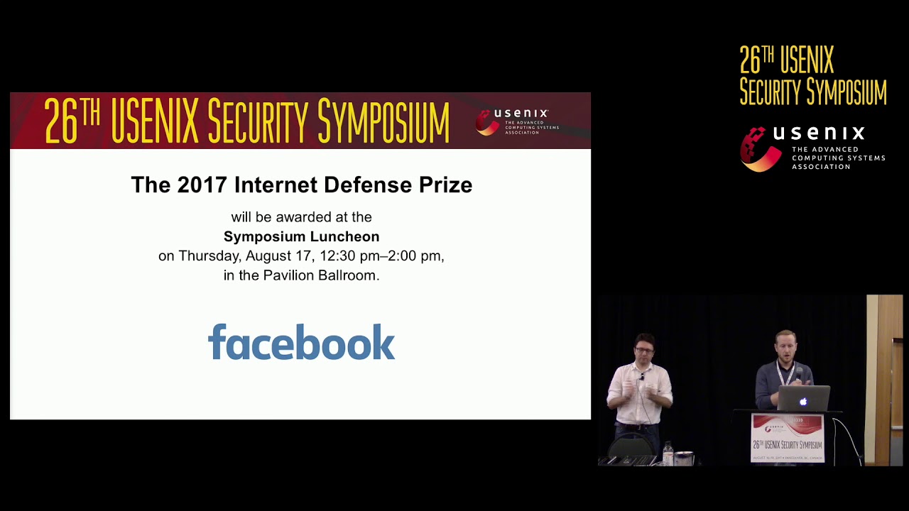 USENIX Security '17 - Opening Remarks and Awards