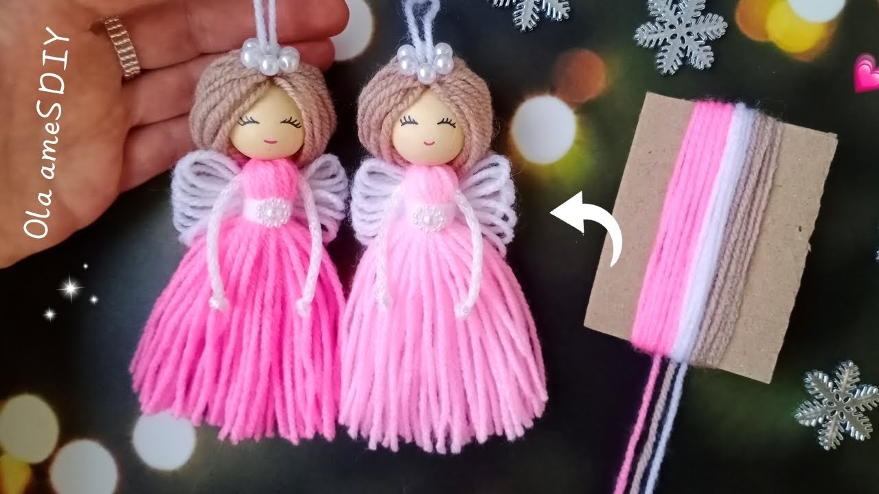 👼💖 Супер Простая Идея с Пряжей - Красивый Рождественский Ангел Своими Руками - Украшение на Елку
