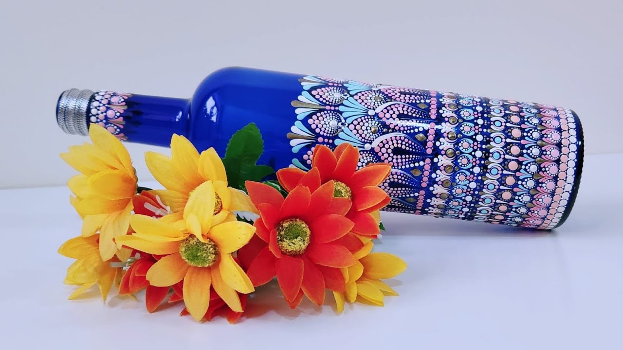Dot Mandala Bottle Painting | Mandala Art On Bottle Painting | Mandala Bottle Art | Niviz Ep 239