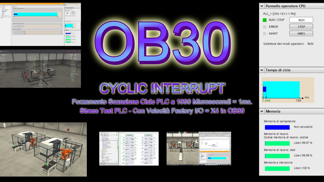 TUTORIAL: Guida OB30 Cyclic Interrupt: STRESS TEST PLC: Scansione a 1ms per Robot ad alta velocità!.