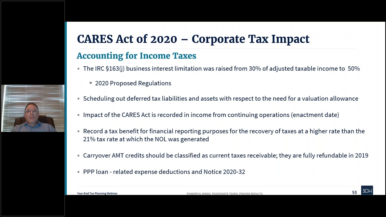 2020 Year End Corporate Tax Planning Webinar from SC&H Group