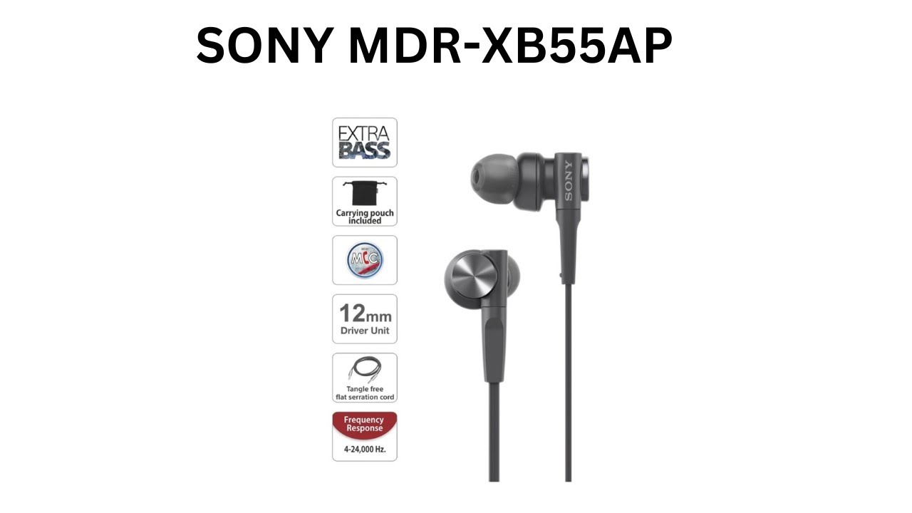 SONY MDR-XB55AP EXTRA BASS STEREO HEADPHONES