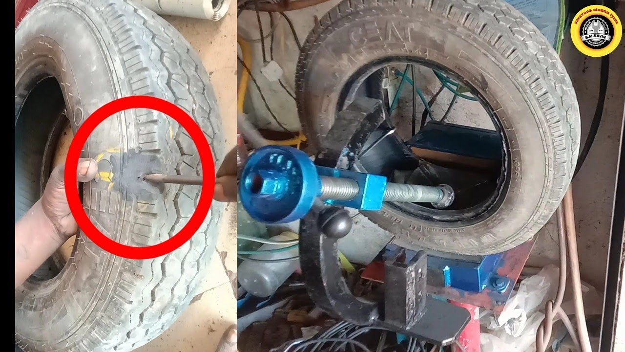 Tubeless Tyre side wall puncture // Tyre cut repair vulcanizing