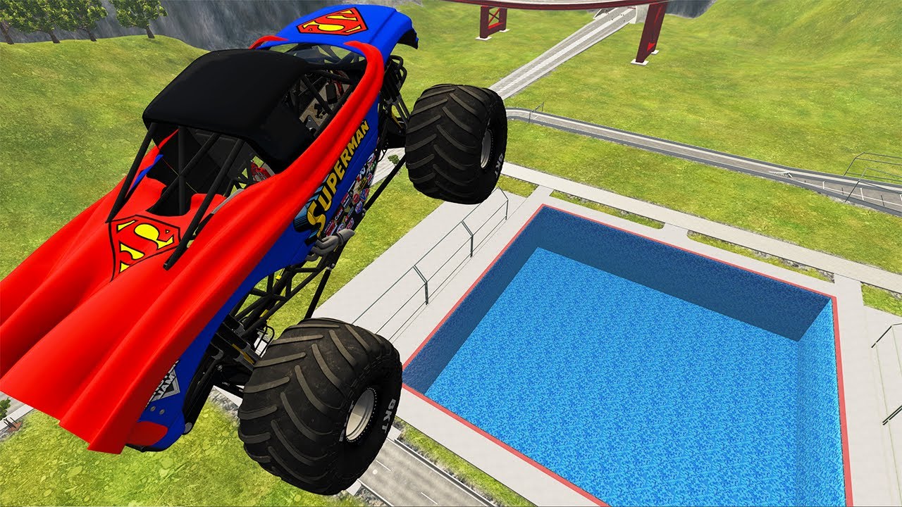 Monster Truck vs Giant Pit & Giant Pool Crashes &ndash; BeamNG.Drive