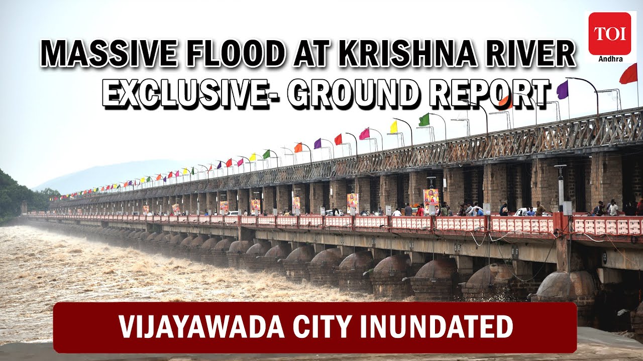 Massive Flood at Krishna River ll Record high outflows at Prakasam Barrage #toi #apfloods #andhra