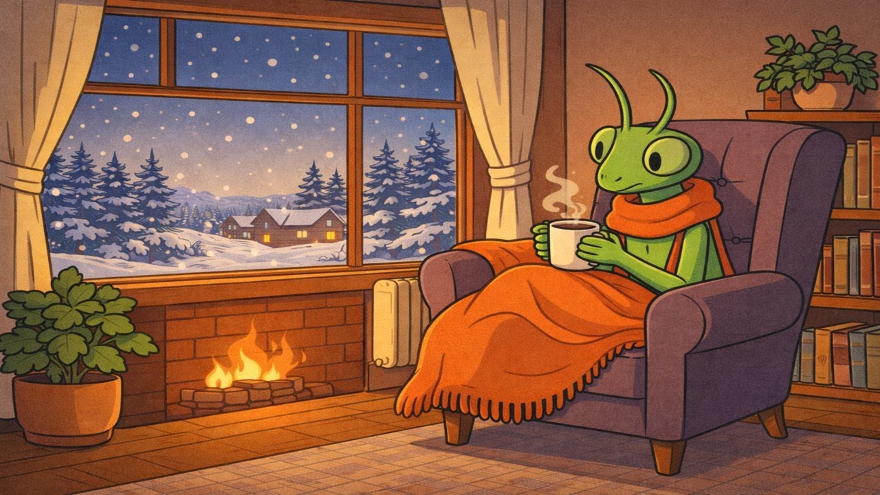 🌿 3 hours of Cozy Lo-fi 🔥 Winter Calm by the Fire⎟The Mantis Diary