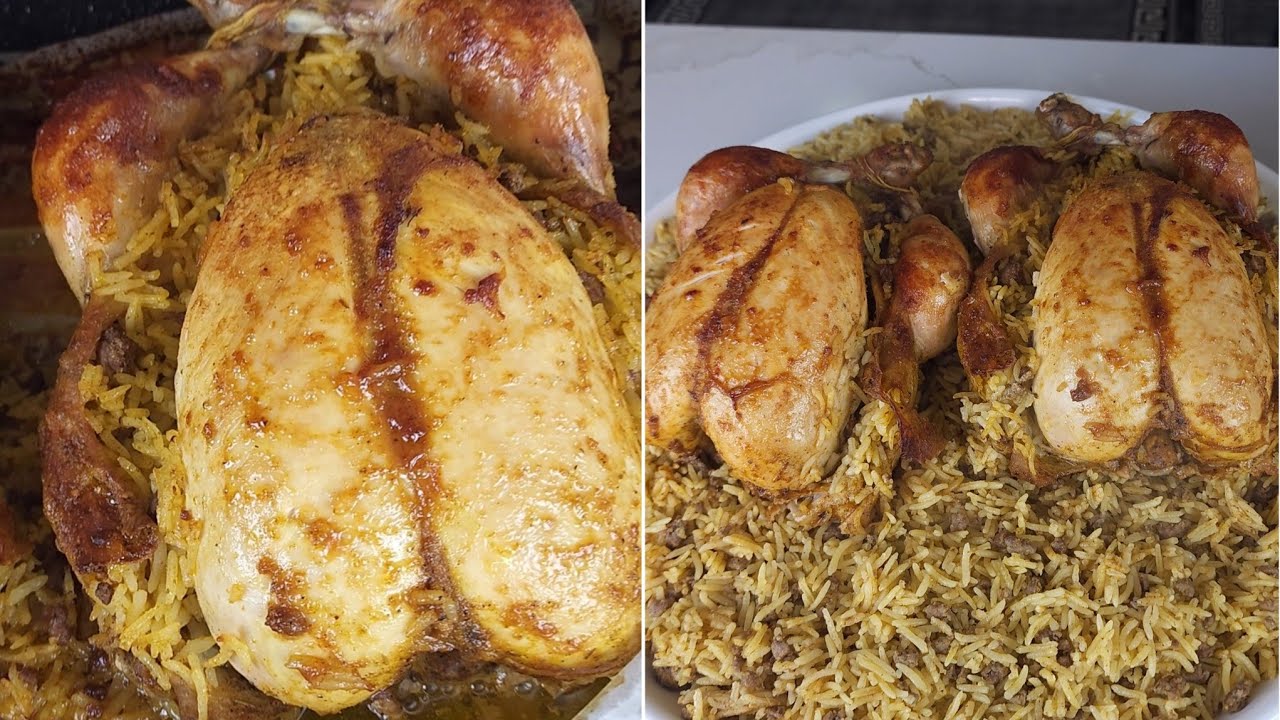 دجاج محشي رز ولحمه