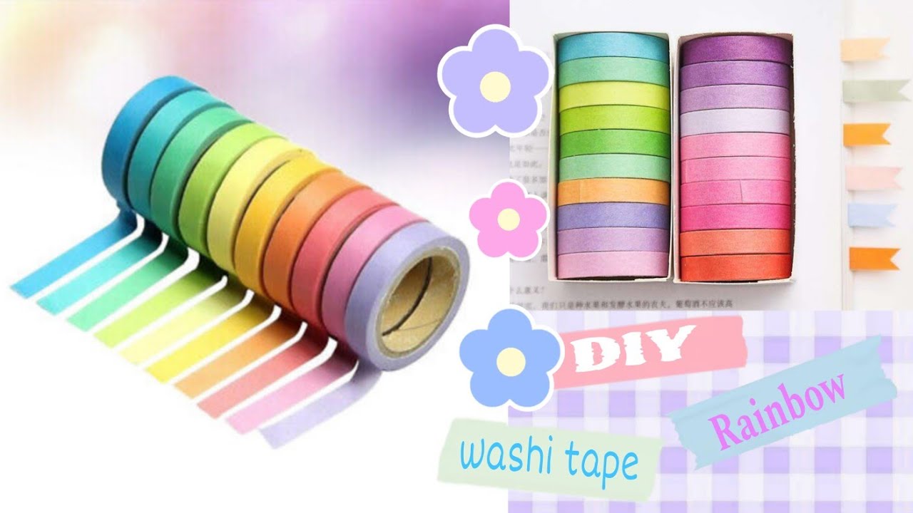 how to make rainbow 🌈 washi tape at home || DIY washi tape  @wafiyaartcrafts9819 #youtubevideos
